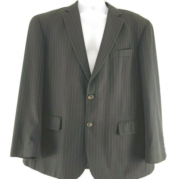 Stafford Men's Suit. Brown, Pin Striped. Pleated Pants. 42S Coat. 38 x 30 Pants. - Picture 1 of 12